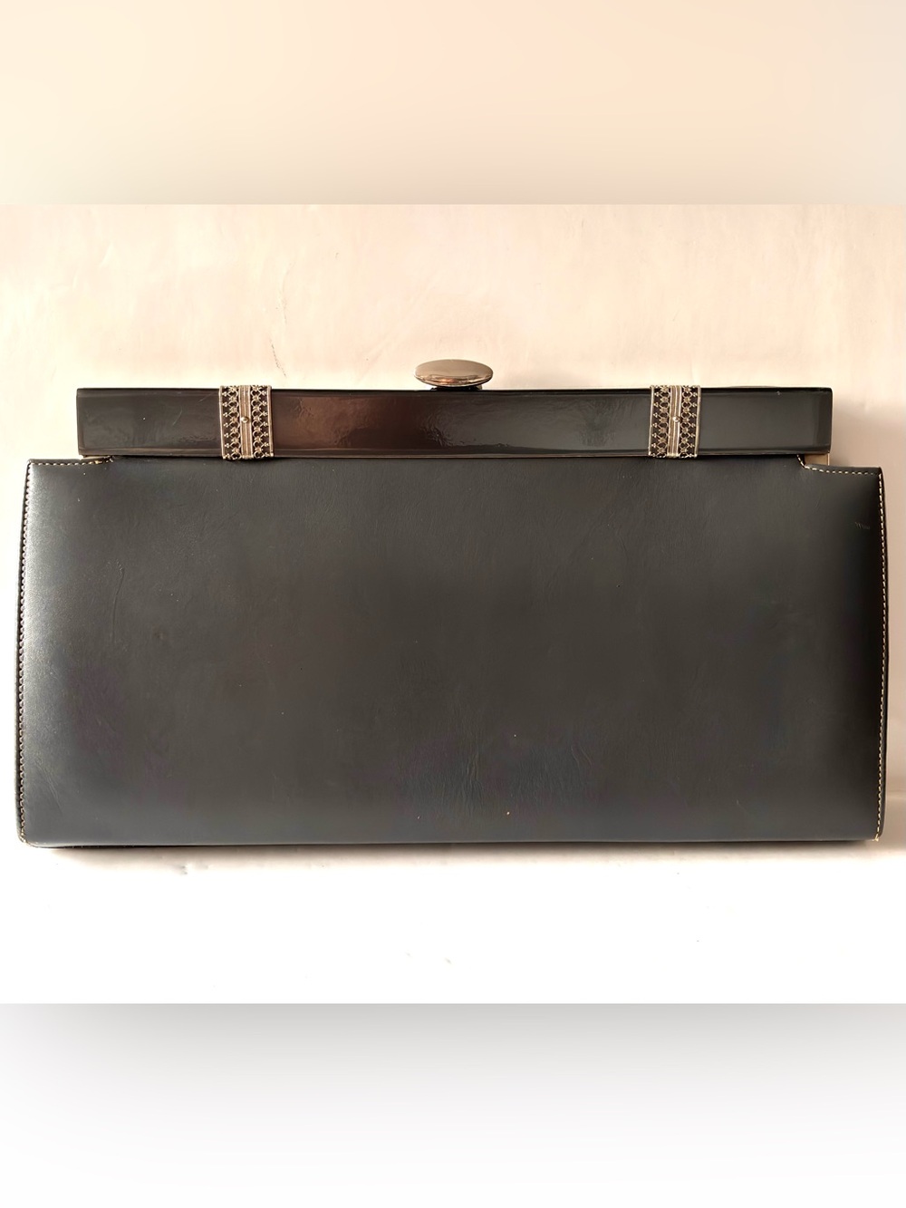 Vtg Créations André Elegant style charcoal gray handbag evening pouch (clutch)